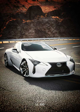 White Lexus LC 500 on Road