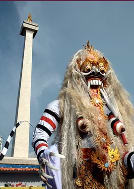 Balinese Barong Mask and Monas Monument
