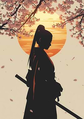 Silhouette of a Samurai Girl