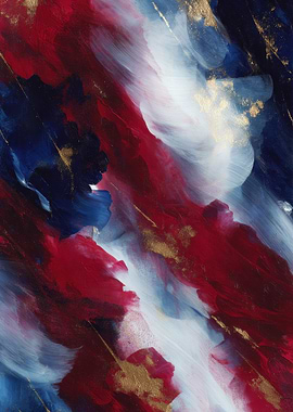 Abstract Red, White, and Blue Painting