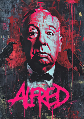 Alfred Hitchcock Portrait with Ravens