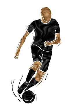 Soccer Player Dribbling Ball Illustration