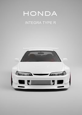 white Honda Integra Type R Front poster