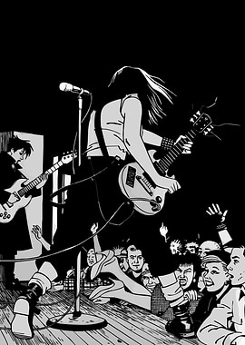 Rock Band Performance in Black and White