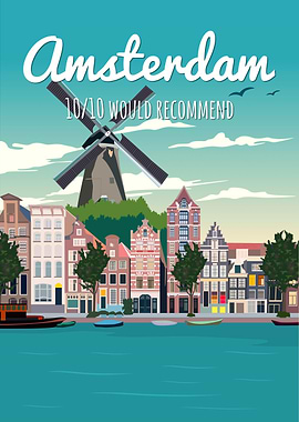 Amsterdam Dutch Windmill Retro