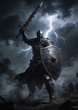 Dark Knight with Sword and Shield