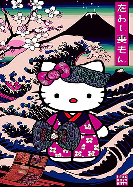 Hello Kitty Ukiyo-e Style