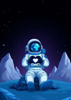 Astronaut with Earth in Helmet