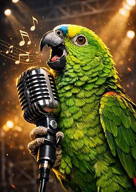Singing Parrot with Microphone