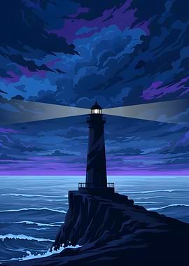 Lighthouse at Night calm artwork