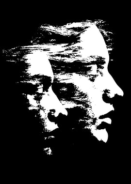 Abstract Faces Black and White Art