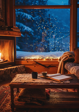 Cozy Winter Cabin Interior Scene
