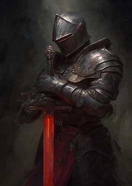 Knight with Glowing Red Sword