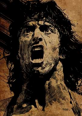 Rambo Screaming Portrait
