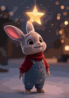 Cute Bunny with Star Illustration