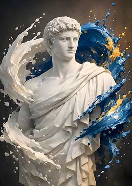 Classical Statue with Colorful Splash