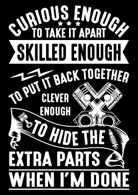 Funny Mechanics Quote Poster, Car Engine Humor Wall Art, Automotive Workshop Print