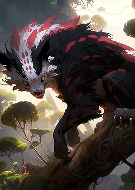 Fantasy Creature in Forest Canopy