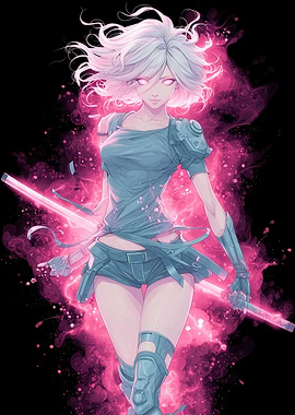 Anime Girl with Pink Energy Sword
