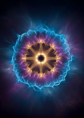 Abstract Glowing Fractal Flower