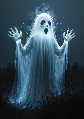 Ethereal Blue Ghost — Glowing Spectral Spirit Illustration