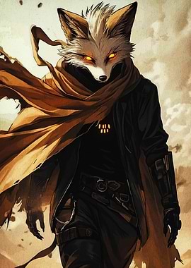 Anthropomorphic Fox Character in Desert Attire