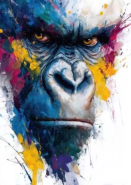 Colorful Gorilla Portrait