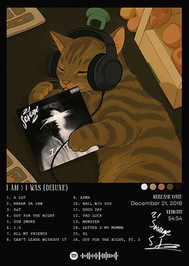 Cat Listening to 21 Savage Album