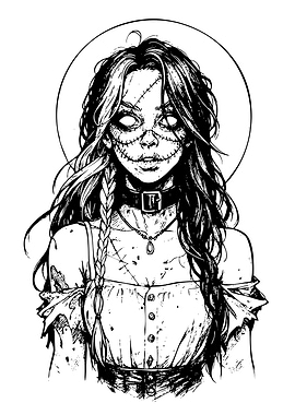 Creepy Girl with Stitches and Halo