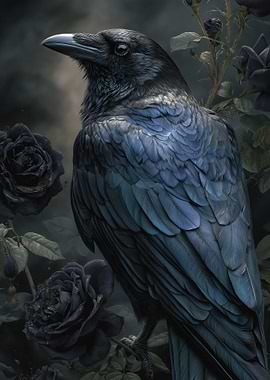 Raven and Black Roses