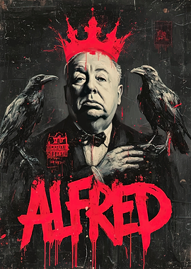 Alfred Hitchcock with Ravens and Crown