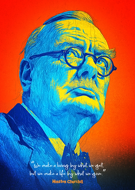 Winston Churchill Portrait with Quote