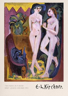 Two Nudes in a Room Painting