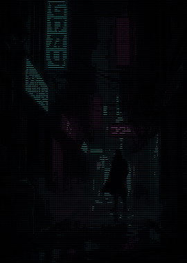 Cyberpunk Cityscape Silhouette
