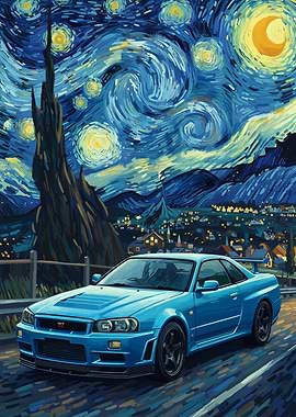 Nissan Skyline R34 Starry Night Painting