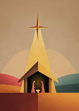 Minimalist Nativity Scene with Star