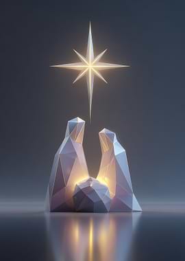 Geometric Nativity Scene with Star