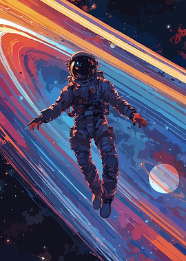 Astronaut in Space with Colorful Nebula