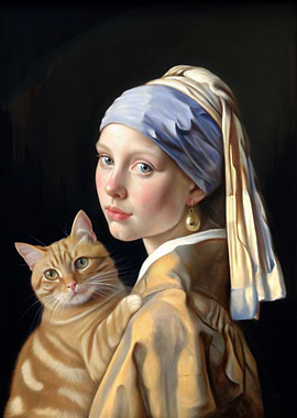 Girl with a Pearl Earring and Cat