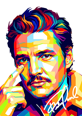 Pedro Pascal Colorful Pop Art Portrait