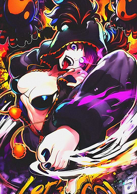 Anime Witch Character with Dark Magic