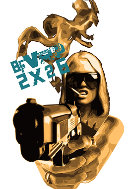 Woman with Gun Digital Art