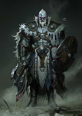 Fantasy Warrior with Axe and Shield