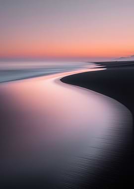 Curves in the sand at sunset