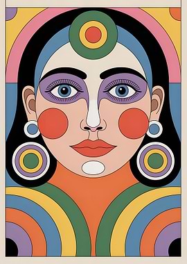 Psychedelic Portrait with Circular Motifs