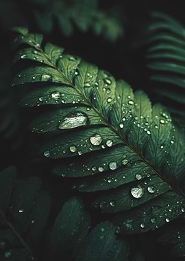 Fern Frond with Water Droplets