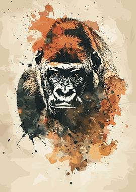 Watercolor Gorilla Portrait