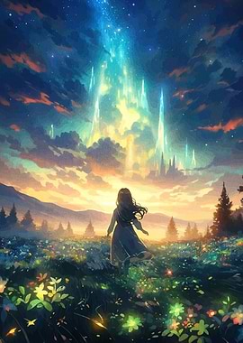 Girl in a magical landscape