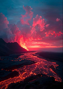 Volcanic Eruption at Sunset