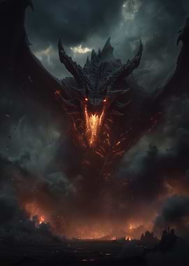 Epic Dragon of Fire and Shadow